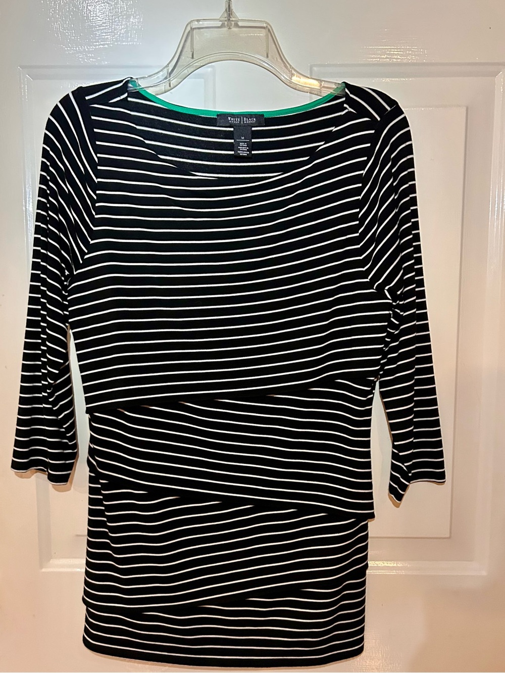 White House Black Market Black & White Striped Women's Top